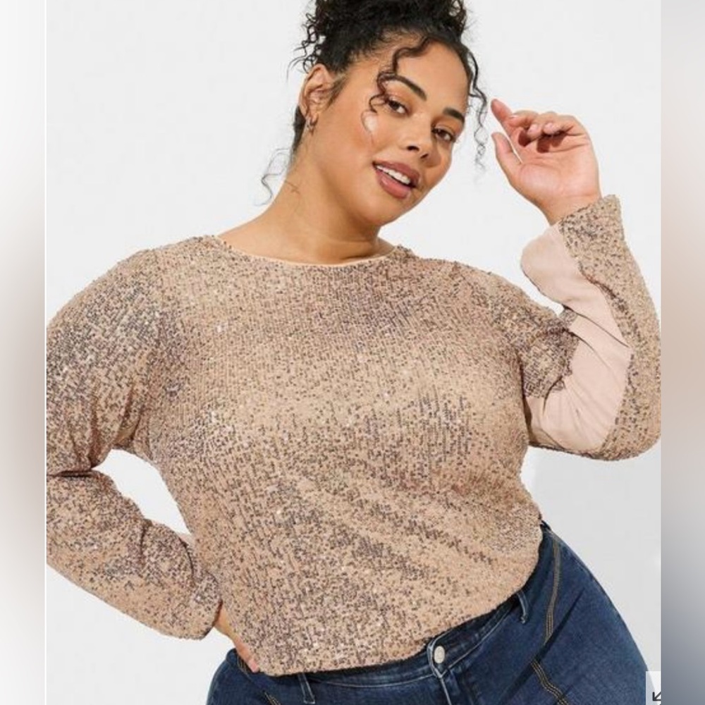 Torrid Sequin Long Sleeve Blouse NWT